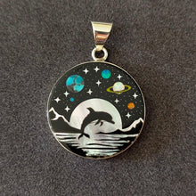 Cosmic Dolphin Pendant – Intricate Space Inlay Jewelry