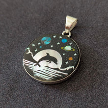 Cosmic Dolphin Pendant – Intricate Space Inlay Jewelry