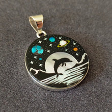 Cosmic Dolphin Pendant – Intricate Space Inlay Jewelry