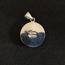 Stunning Galaxy Inlay Sterling Silver Pendant with Lab Opal, Turquoise, and Mother of Pearl Shell - 30mm Diameter